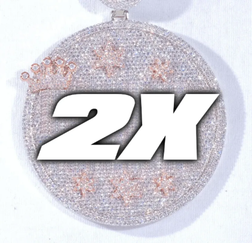 CUSTOM LETTER NECKLACE 3D BIG CROWN DISC sold by The GUU Shop