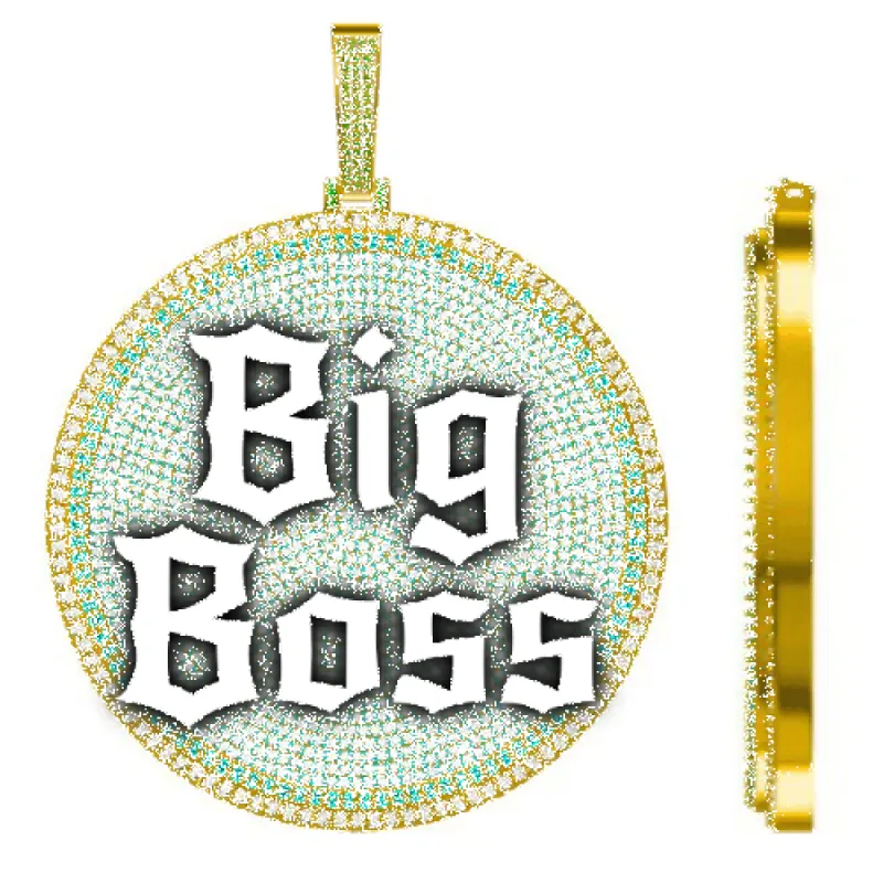 CUSTOM LETTER NECKLACE 3D BIG DISC sold by The GUU Shop