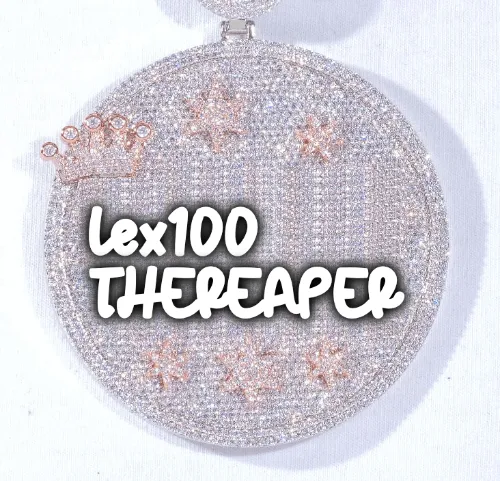 CUSTOM LETTER NECKLACE 3D BIG CROWN DISC sold by The GUU Shop