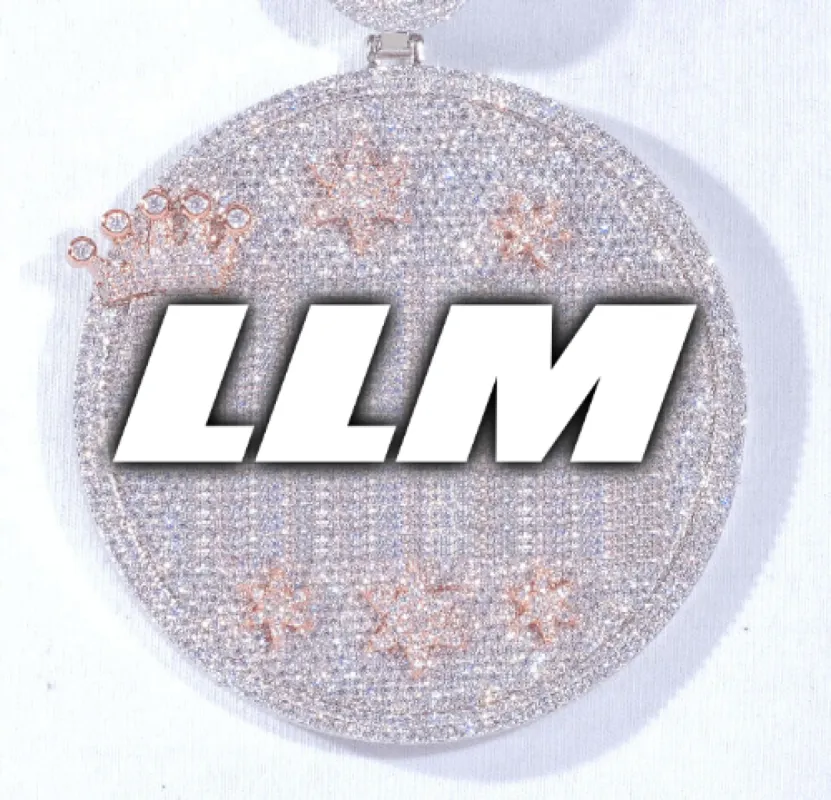 CUSTOM LETTER NECKLACE 3D BIG CROWN DISC sold by The GUU Shop