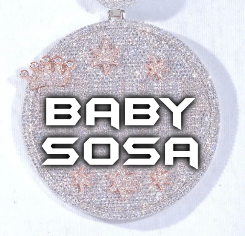 CUSTOM LETTER NECKLACE 3D BIG CROWN DISC sold by The GUU Shop