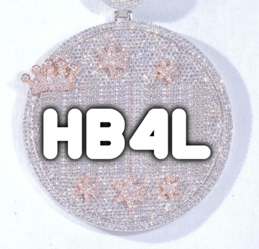 CUSTOM LETTER NECKLACE 3D BIG CROWN DISC sold by The GUU Shop