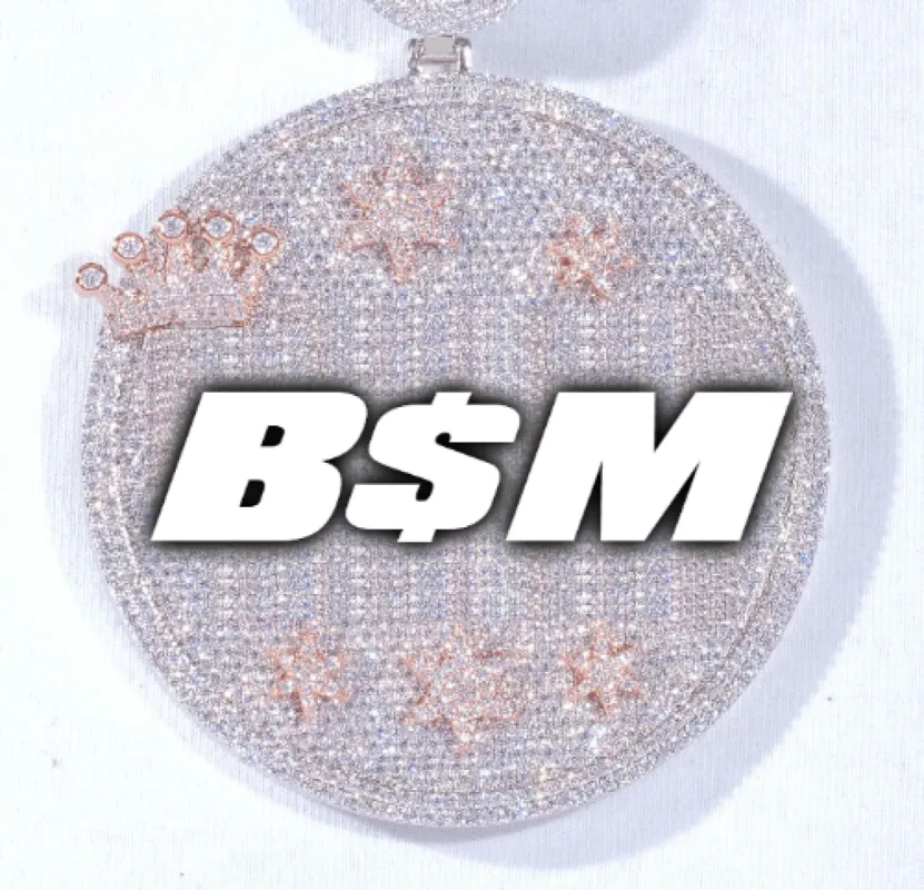 CUSTOM LETTER NECKLACE 3D BIG CROWN DISC sold by The GUU Shop