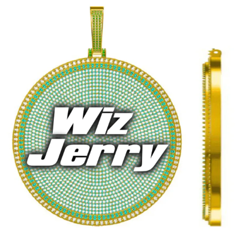 CUSTOM LETTER NECKLACE 3D BIG DISC sold by The GUU Shop