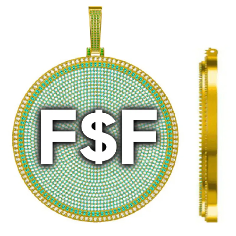 CUSTOM LETTER NECKLACE 3D BIG DISC sold by The GUU Shop