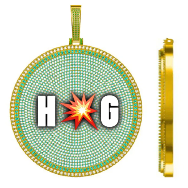 CUSTOM LETTER NECKLACE 3D BIG DISC sold by The GUU Shop