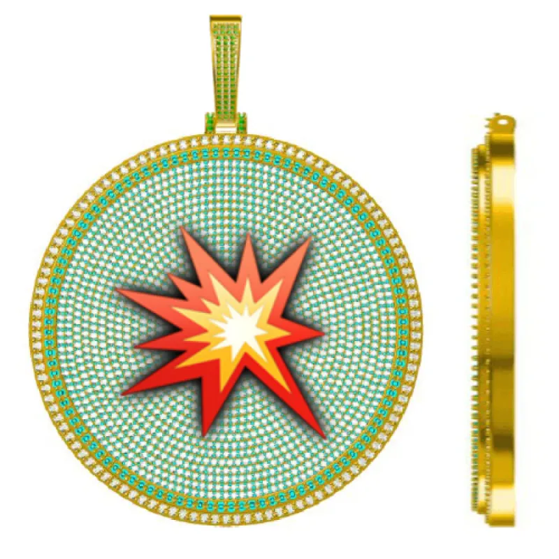 CUSTOM LETTER NECKLACE 3D BIG DISC sold by The GUU Shop