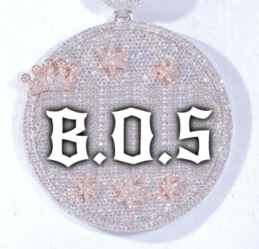 CUSTOM LETTER NECKLACE 3D BIG CROWN DISC sold by The GUU Shop