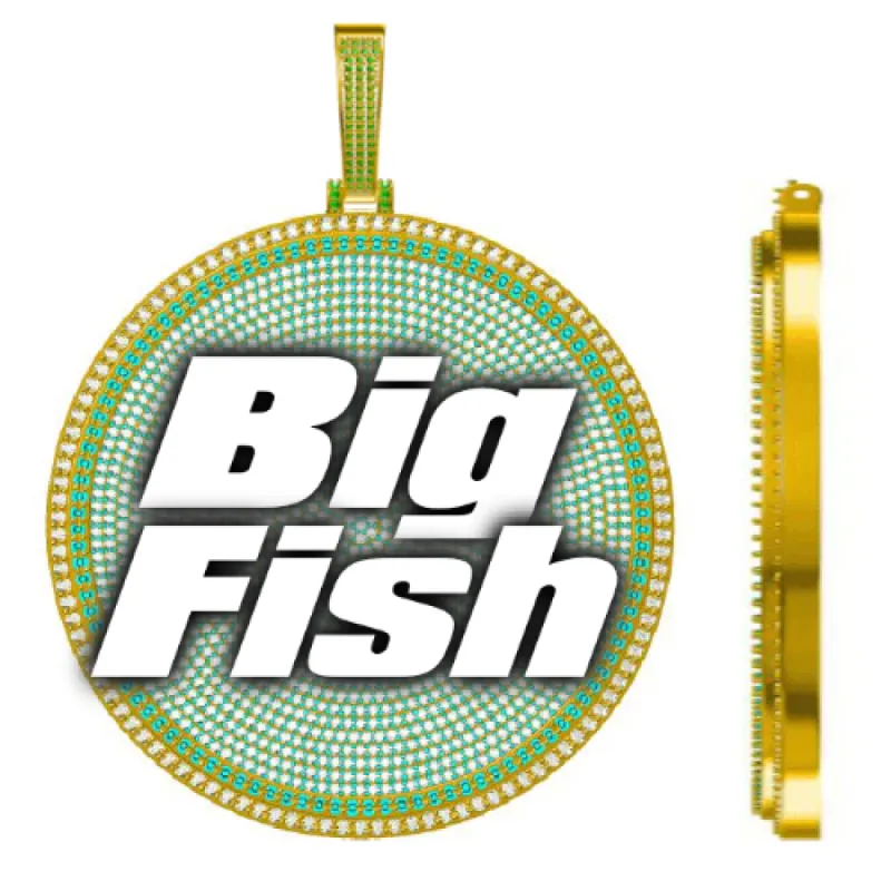 CUSTOM LETTER NECKLACE 3D BIG DISC sold by The GUU Shop