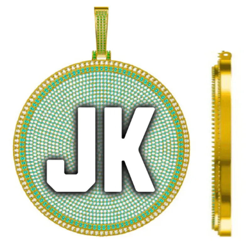 CUSTOM LETTER NECKLACE 3D BIG DISC sold by The GUU Shop