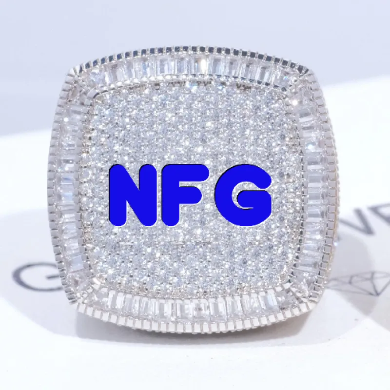 CUSTOM LETTER 3D ICED RING sold by The GUU Shop