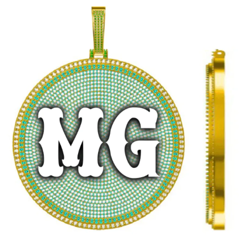 CUSTOM LETTER NECKLACE 3D BIG DISC sold by The GUU Shop