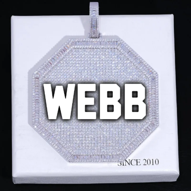 CUSTOM LETTER NECKLACE 3D BIG OCTAGON sold by The GUU Shop