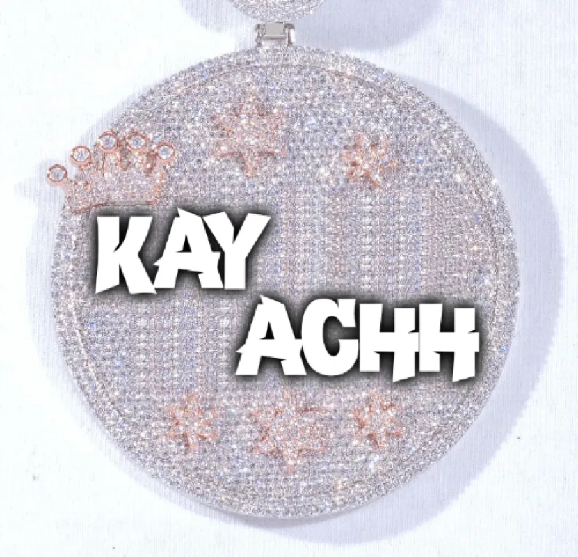 CUSTOM LETTER NECKLACE 3D BIG CROWN DISC sold by The GUU Shop