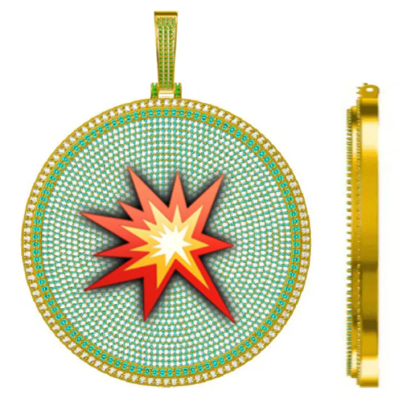 CUSTOM LETTER NECKLACE 3D BIG DISC sold by The GUU Shop