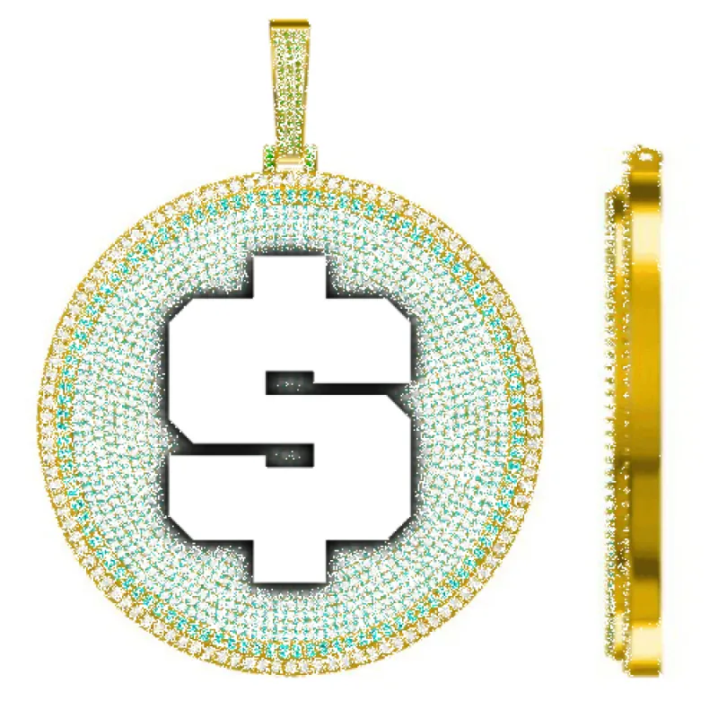 CUSTOM LETTER NECKLACE 3D BIG DISC sold by The GUU Shop