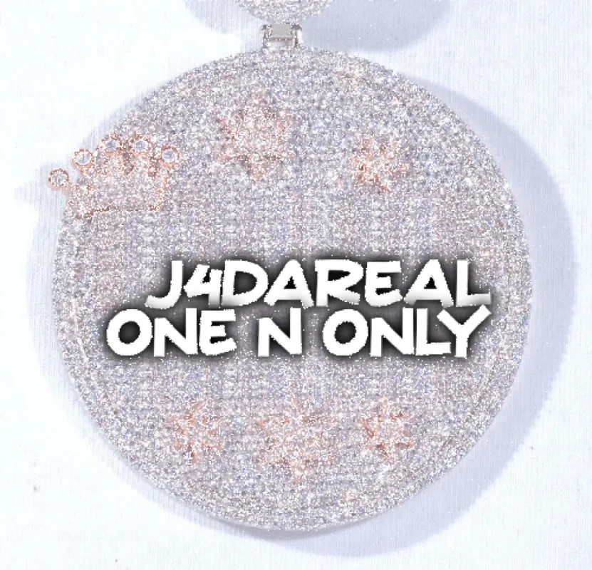 CUSTOM LETTER NECKLACE 3D BIG CROWN DISC sold by The GUU Shop