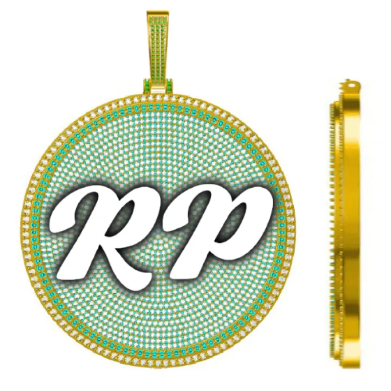 CUSTOM LETTER NECKLACE 3D BIG DISC sold by The GUU Shop