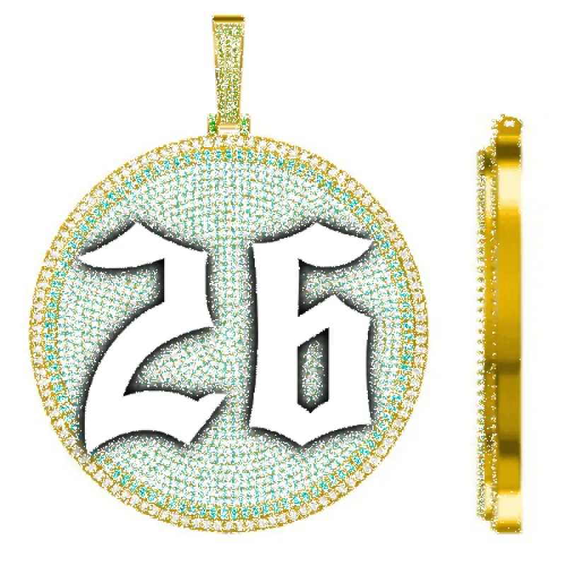 CUSTOM LETTER NECKLACE 3D BIG DISC sold by The GUU Shop