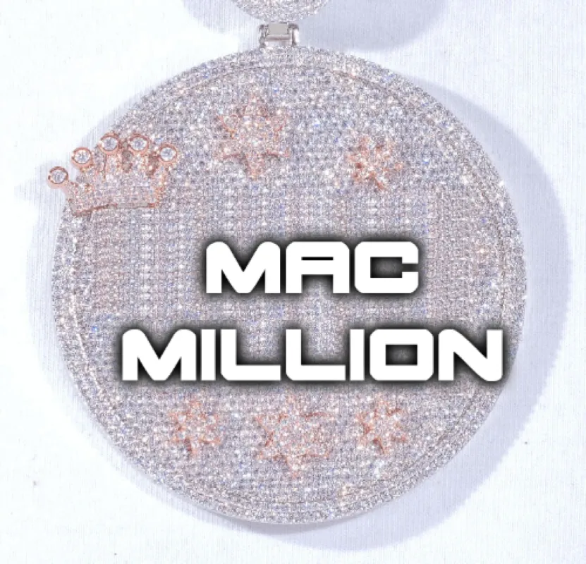 CUSTOM LETTER NECKLACE 3D BIG CROWN DISC sold by The GUU Shop