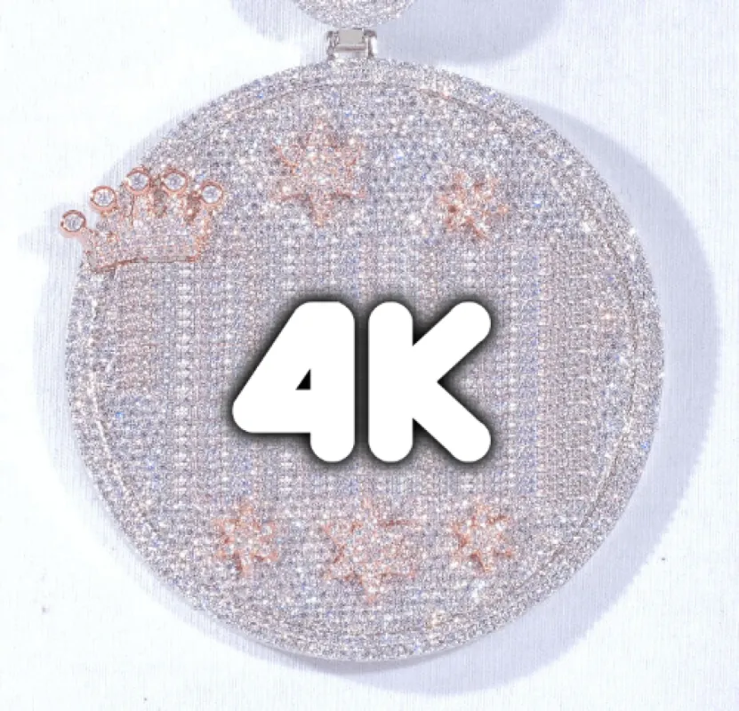 CUSTOM LETTER NECKLACE 3D BIG CROWN DISC sold by The GUU Shop