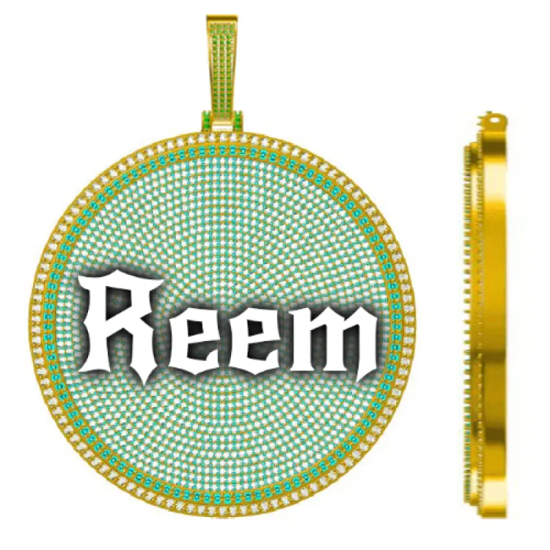 CUSTOM LETTER NECKLACE 3D BIG DISC sold by The GUU Shop