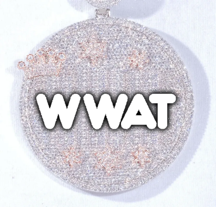 CUSTOM LETTER NECKLACE 3D BIG CROWN DISC sold by The GUU Shop