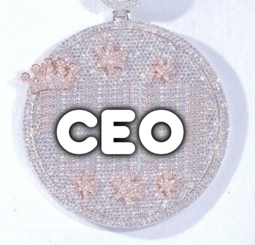 CUSTOM LETTER NECKLACE 3D BIG CROWN DISC sold by The GUU Shop