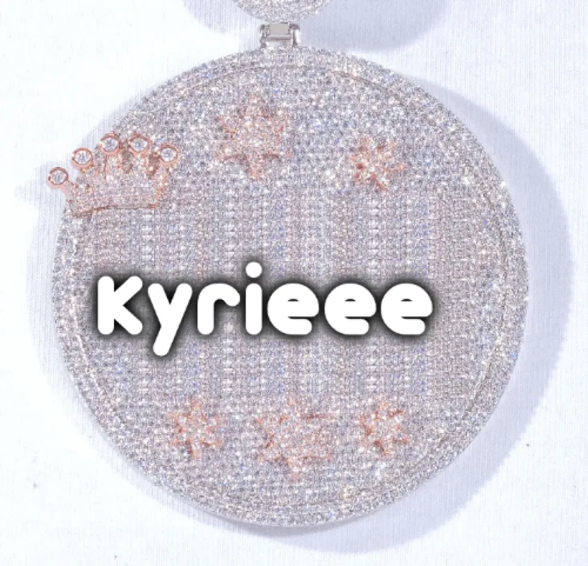 CUSTOM LETTER NECKLACE 3D BIG CROWN DISC sold by The GUU Shop