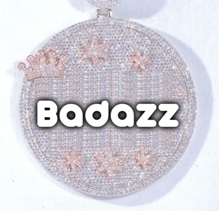 CUSTOM LETTER NECKLACE 3D BIG CROWN DISC sold by The GUU Shop