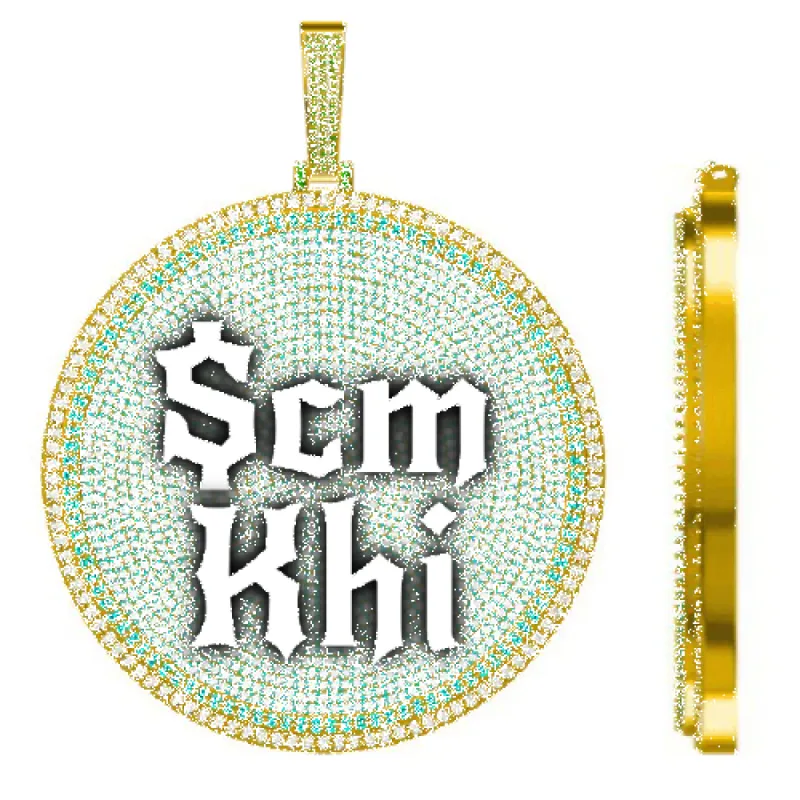 CUSTOM LETTER NECKLACE 3D BIG DISC sold by The GUU Shop