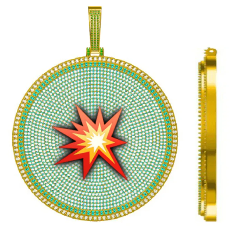 CUSTOM LETTER NECKLACE 3D BIG DISC sold by The GUU Shop