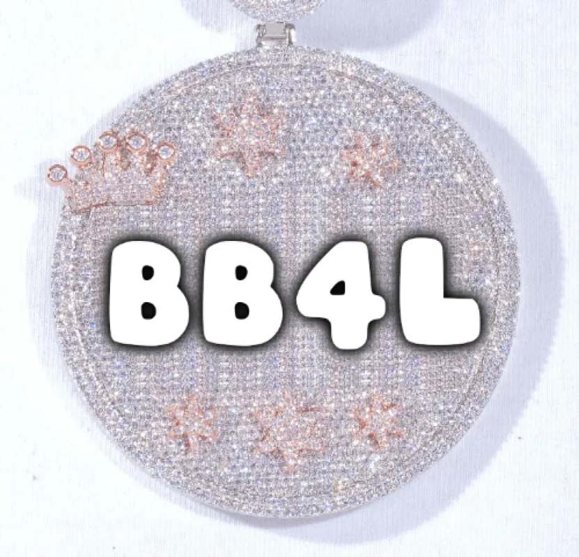 CUSTOM LETTER NECKLACE 3D BIG CROWN DISC sold by The GUU Shop