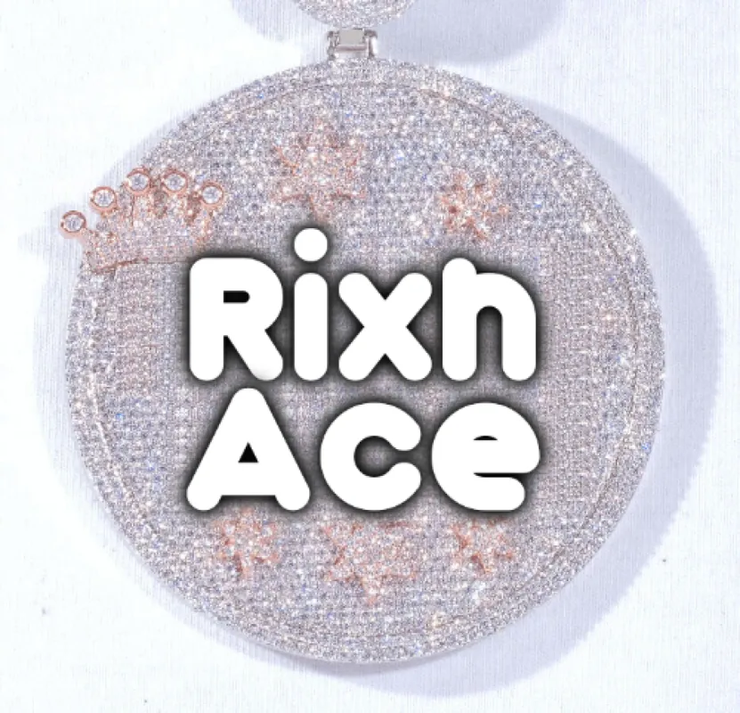 CUSTOM LETTER NECKLACE 3D BIG CROWN DISC sold by The GUU Shop