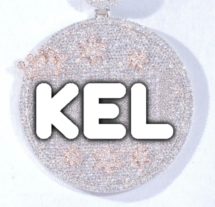 CUSTOM LETTER NECKLACE 3D BIG CROWN DISC sold by The GUU Shop