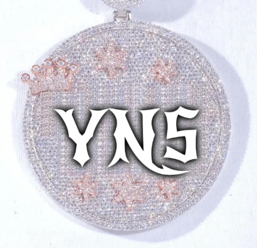 CUSTOM LETTER NECKLACE 3D BIG CROWN DISC sold by The GUU Shop