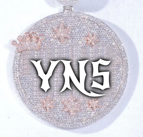 CUSTOM LETTER NECKLACE 3D BIG CROWN DISC sold by The GUU Shop