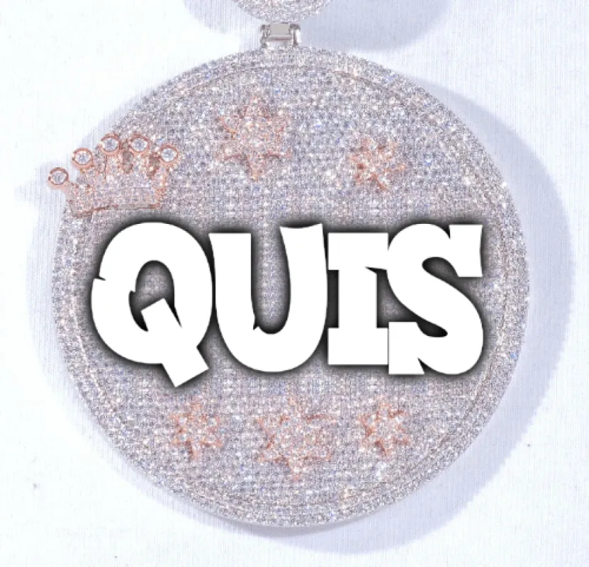 CUSTOM LETTER NECKLACE 3D BIG CROWN DISC sold by The GUU Shop