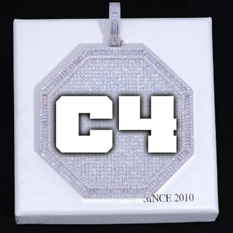 CUSTOM LETTER NECKLACE 3D BIG OCTAGON sold by The GUU Shop