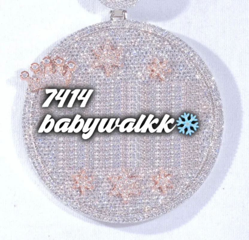 CUSTOM LETTER NECKLACE 3D BIG CROWN DISC sold by The GUU Shop