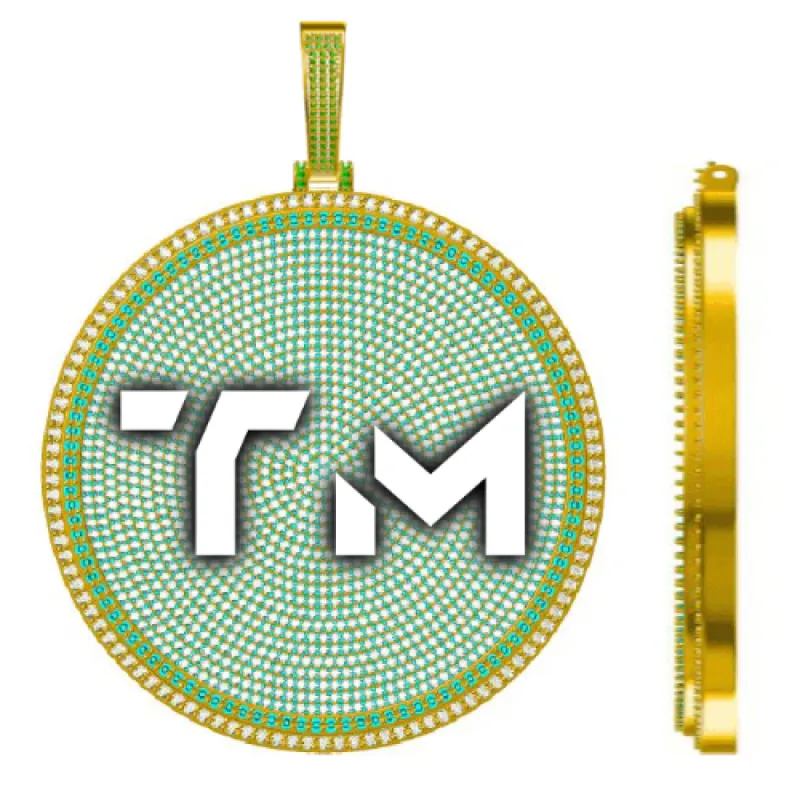 CUSTOM LETTER NECKLACE 3D BIG DISC sold by The GUU Shop