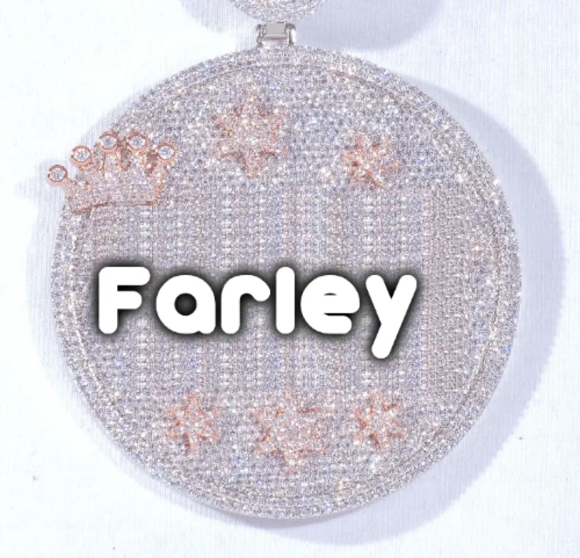 CUSTOM LETTER NECKLACE 3D BIG CROWN DISC sold by The GUU Shop