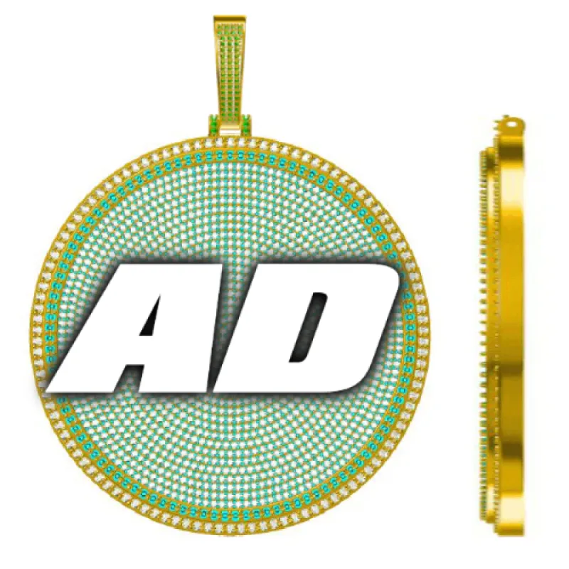 CUSTOM LETTER NECKLACE 3D BIG DISC sold by The GUU Shop