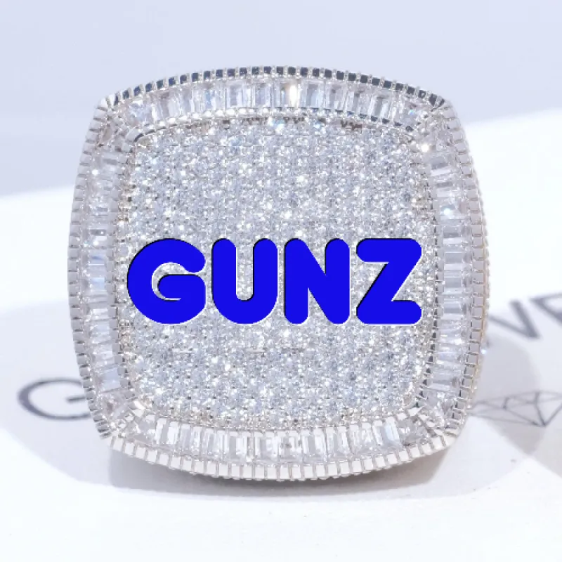 CUSTOM LETTER 3D ICED RING sold by The GUU Shop