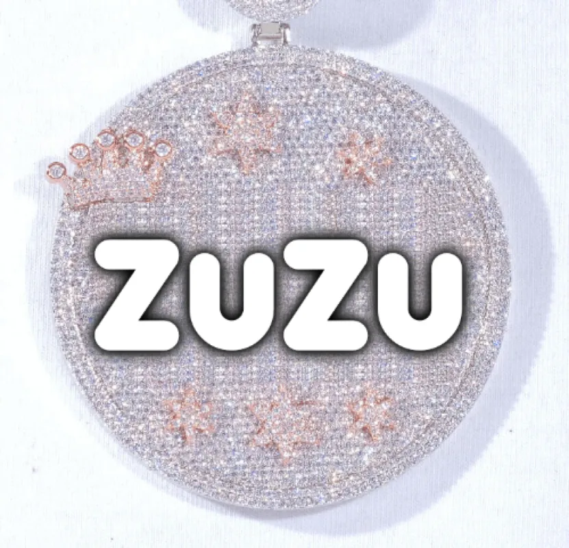 CUSTOM LETTER NECKLACE 3D BIG CROWN DISC sold by The GUU Shop