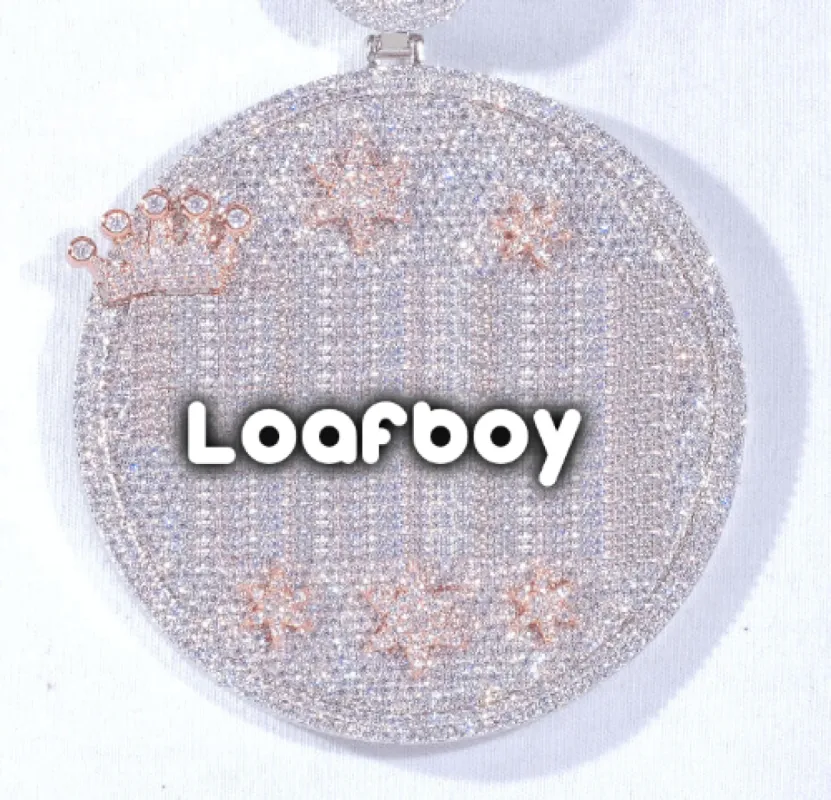 CUSTOM LETTER NECKLACE 3D BIG CROWN DISC sold by The GUU Shop