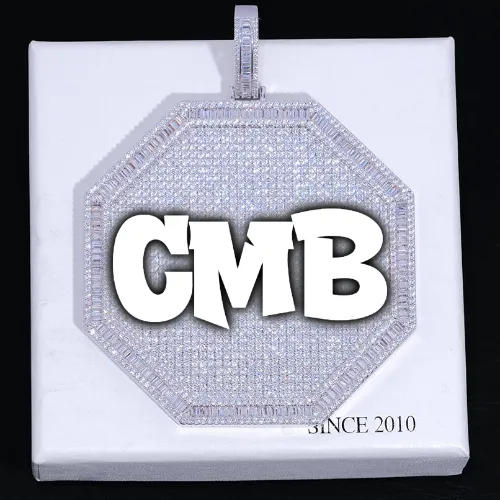 CUSTOM LETTER NECKLACE 3D BIG OCTAGON sold by The GUU Shop