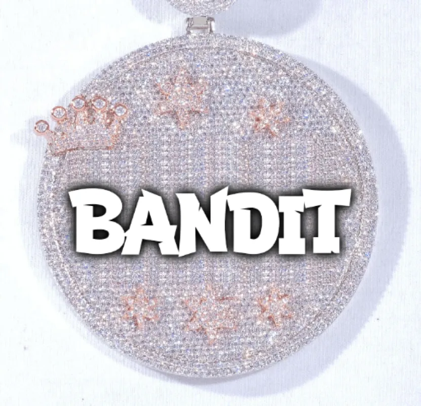 CUSTOM LETTER NECKLACE 3D BIG CROWN DISC sold by The GUU Shop