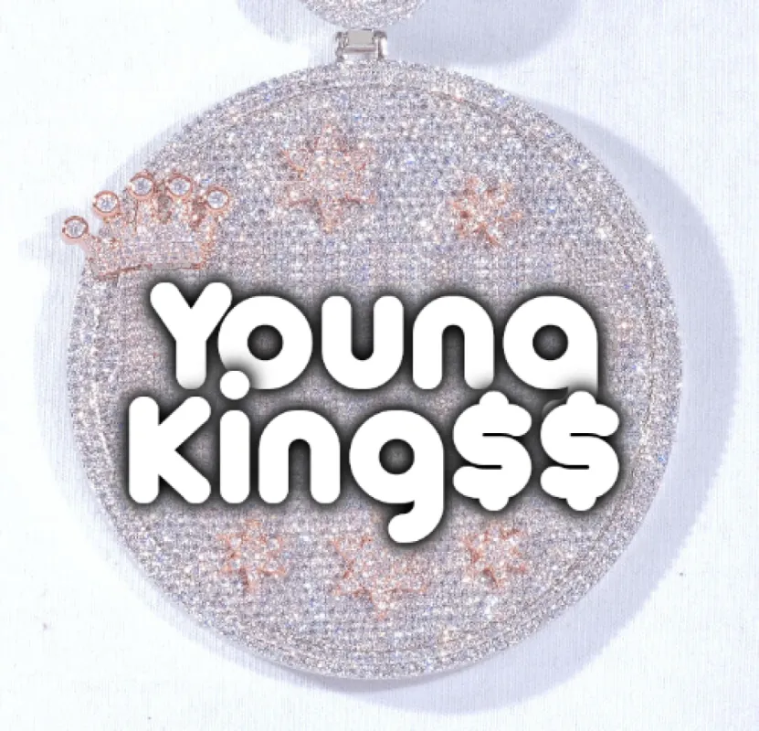 CUSTOM LETTER NECKLACE 3D BIG CROWN DISC sold by The GUU Shop