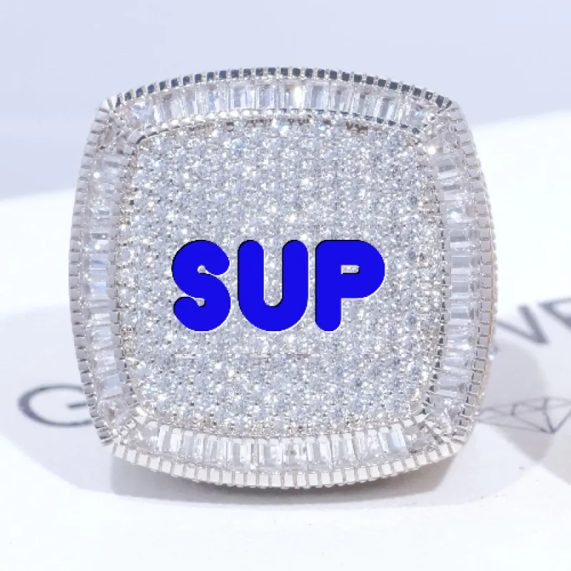 CUSTOM LETTER 3D ICED RING sold by The GUU Shop